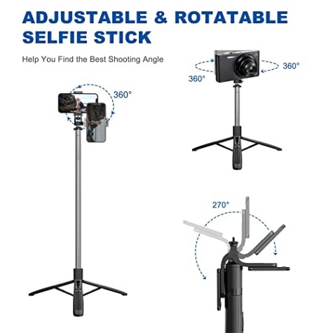 AIRTREE Selfie Stick, All in One Professional 63'' Selfie Stick Tripod Stand, Bluetooth Selfie Stick with Wireless Remote (Black) AIRTREE Selfie Stick, All in One Professional 63'' Selfie Stick Tripod Stand, Bluetooth Selfie Stick with Wireless Remote (Black)