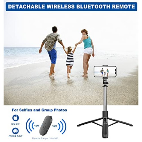 AIRTREE Selfie Stick, All in One Professional 63'' Selfie Stick Tripod Stand, Bluetooth Selfie Stick with Wireless Remote (Black) AIRTREE Selfie Stick, All in One Professional 63'' Selfie Stick Tripod Stand, Bluetooth Selfie Stick with Wireless Remote (Black)