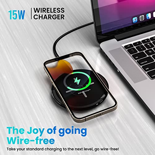 Portronics Freedom 2 15W Wireless Charging Pad with Type C Input, LED Indicator, Charger for Apple iPhone 13 and Samsung Mobile(Black)