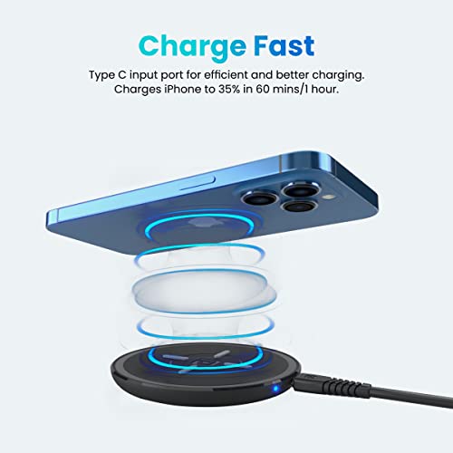 Portronics Freedom 2 15W Wireless Charging Pad with Type C Input, LED Indicator, Charger for Apple iPhone 13 and Samsung Mobile(Black)