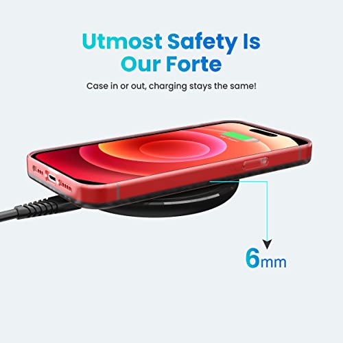 Portronics Freedom 2 15W Wireless Charging Pad with Type C Input, LED Indicator, Charger for Apple iPhone 13 and Samsung Mobile(Black)