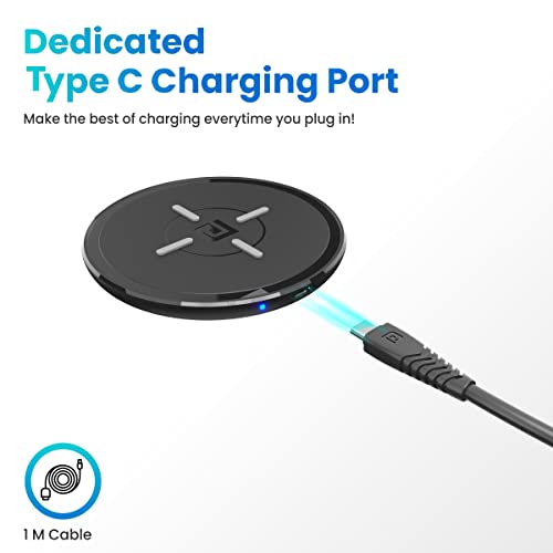 Portronics Freedom 2 15W Wireless Charging Pad with Type C Input, LED Indicator, Charger for Apple iPhone 13 and Samsung Mobile(Black)