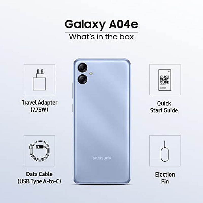 Samsung Galaxy A04e (Light Blue, 4GB, 128GB Storage) Refurbished