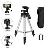 TRIPOD-3110 Portable Camera Tripod with Three-Dimensional Head and Quick Release Plate for All Cameras & Mobile, Best for Making Videos Silver Black