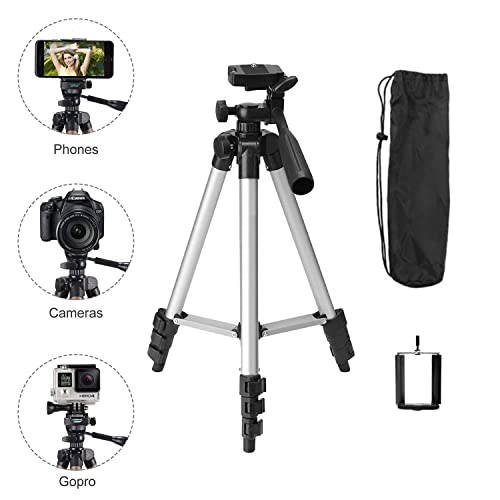 TRIPOD-3110 Portable Camera Tripod with Three-Dimensional Head and Quick Release Plate for All Cameras & Mobile, Best for Making Videos Silver Black TRIPOD-3110 Portable Camera Tripod with Three-Dimensional Head and Quick Release Plate for All Cameras & Mobile, Best for Making Videos Silver Black