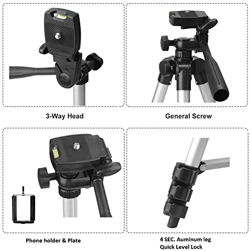 TRIPOD-3110 Portable Camera Tripod with Three-Dimensional Head and Quick Release Plate for All Cameras & Mobile, Best for Making Videos Silver Black TRIPOD-3110 Portable Camera Tripod with Three-Dimensional Head and Quick Release Plate for All Cameras & Mobile, Best for Making Videos Silver Black