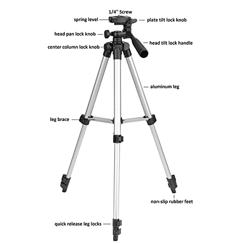 TRIPOD-3110 Portable Camera Tripod with Three-Dimensional Head and Quick Release Plate for All Cameras & Mobile, Best for Making Videos Silver Black TRIPOD-3110 Portable Camera Tripod with Three-Dimensional Head and Quick Release Plate for All Cameras & Mobile, Best for Making Videos Silver Black