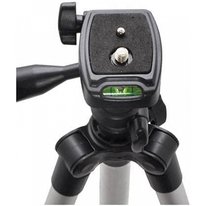 TRIPOD-3110 Portable Camera Tripod with Three-Dimensional Head and Quick Release Plate for All Cameras & Mobile, Best for Making Videos Silver Black