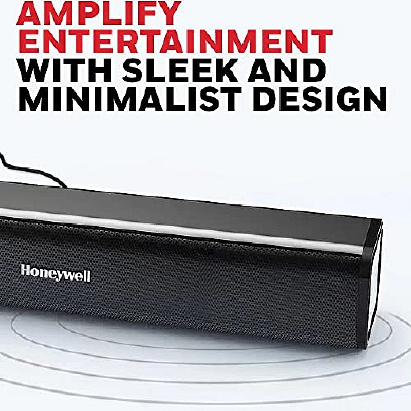 Honeywell Moxie V500 10W Portable USB Wired Soundbar, Speaker for PC, Desktop and Laptop with Volume Control and 3.5 mm AUX, 2.0