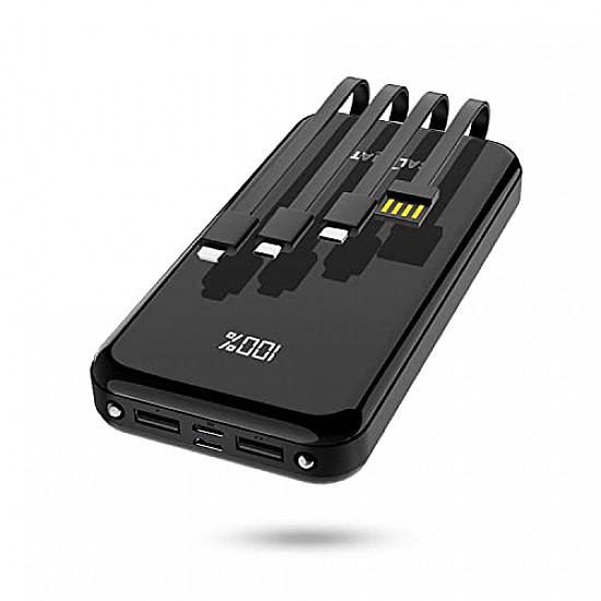 Callmate 10000mAh Power Bank, 15W Fast Charging Buit-in 4-in-1 Cables 4 Output Ports and 3 Input Digital Display