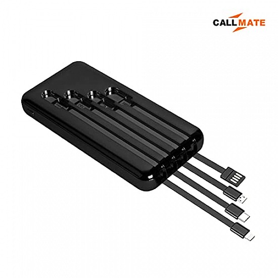 Callmate 10000mAh Power Bank, 15W Fast Charging Buit-in 4-in-1 Cables 4 Output Ports and 3 Input Digital Display