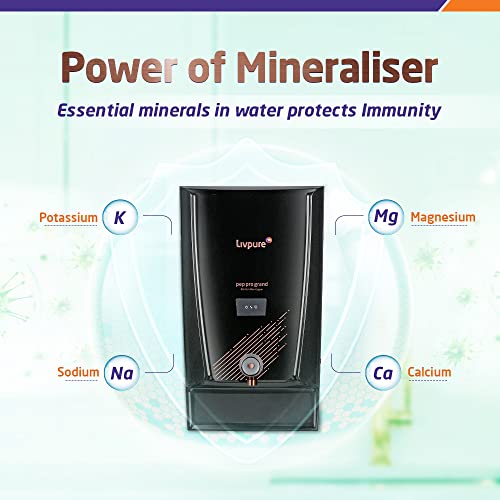 Livpure Pep Pro Grand RO+UV+Mineraliser+Copper 15 LPH Water Purifier Black Livpure Pep Pro Grand RO+UV+Mineraliser+Copper 15 LPH Water Purifier Black