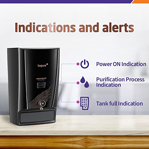 Livpure Pep Pro Grand RO+UV+Mineraliser+Copper 15 LPH Water Purifier Black Livpure Pep Pro Grand RO+UV+Mineraliser+Copper 15 LPH Water Purifier Black