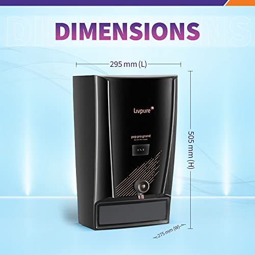 Livpure Pep Pro Grand RO+UV+Mineraliser+Copper 15 LPH Water Purifier Black Livpure Pep Pro Grand RO+UV+Mineraliser+Copper 15 LPH Water Purifier Black