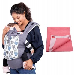 Luvlap Adore Baby Carrier with 3 Carry Positions, for 6 to 24 Months Baby (Grey) & Instadry 