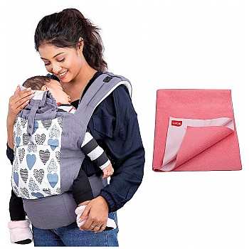 Luvlap Adore Baby Carrier with 3 Carry Positions, for 6 to 24 Months Baby (Grey) & Instadry 