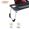 Amazon Basics Engineered Wood Foldable Laptop Table with Cup Holder, Tablet Groove and Mini Drawer (Black)