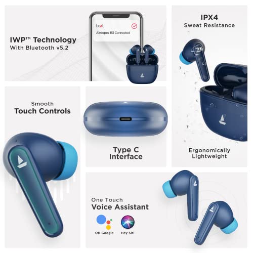 boAt Airdopes 113 TWS Wireless in Ear Earbuds with ENx Tech, Beast Mode, (Bold Blue) boAt Airdopes 113 TWS Wireless in Ear Earbuds with ENx Tech, Beast Mode, (Bold Blue)