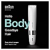 Braun Body Mini Trimmer BS1000, Electric Body Hair Removal for Men, Precision Hair Removal for Chest White