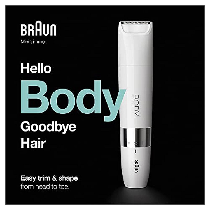 Braun Body Mini Trimmer BS1000, Electric Body Hair Removal for Men, Precision Hair Removal for Chest White