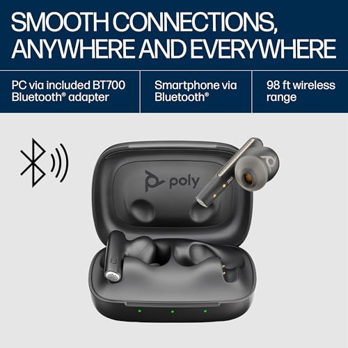 Poly (Plantronics) Voyager Free 60+ Uc Tws Earbuds, Anc, Smart Charge Case Up to 16.5 Hours Black Poly (Plantronics) Voyager Free 60+ Uc Tws Earbuds, Anc, Smart Charge Case Up to 16.5 Hours Black