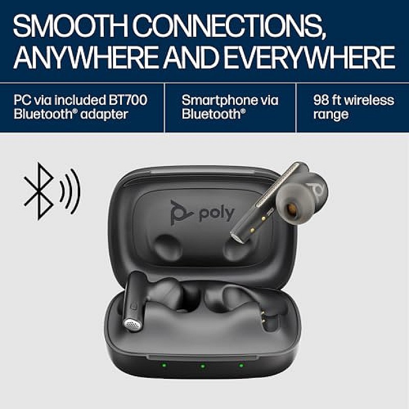 Poly (Plantronics) Voyager Free 60+ Uc Tws Earbuds, Anc, Smart Charge Case Up to 16.5 Hours Black