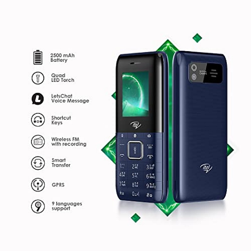 itel Power 200 4.5cm, 2500mAh, 3D Curved Display Lens Keypad Mobile Deep Blue