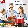 Pigeon by Stovekraft Ruby Rice Cooker with Single pot, 1.8 litres.(Red) Toughened Glass Lid 700 Watts 2 Aluminium Cooking Pot 