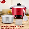 Pigeon by Stovekraft Ruby Rice Cooker with Single pot, 1.8 litres.(Red) Toughened Glass Lid 700 Watts 2 Aluminium Cooking Pot 