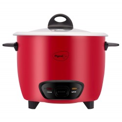 Pigeon by Stovekraft Ruby Rice Cooker with Single pot, 1.8 litres.(Red) Toughened Glass Lid 700 Watts 2 Aluminium Cooking Pot 