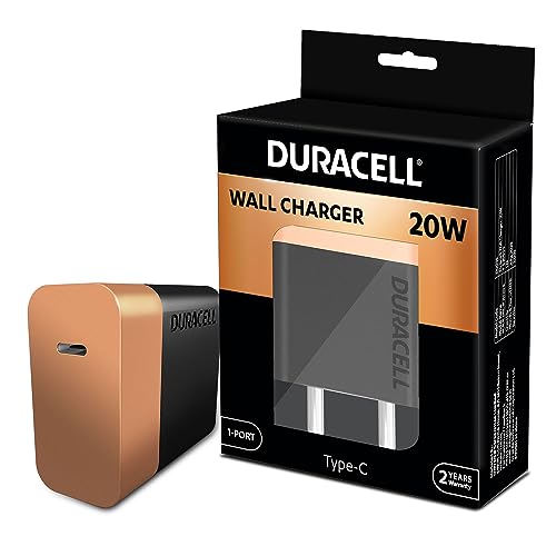 Duracell 20 Watts Fast Wall Charger Adapter, 1 USB Type C Power Delivery Port, Fast Mobile Charger Duracell 20 Watts Fast Wall Charger Adapter, 1 USB Type C Power Delivery Port, Fast Mobile Charger