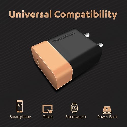 Duracell 20 Watts Fast Wall Charger Adapter, 1 USB Type C Power Delivery Port, Fast Mobile Charger Duracell 20 Watts Fast Wall Charger Adapter, 1 USB Type C Power Delivery Port, Fast Mobile Charger