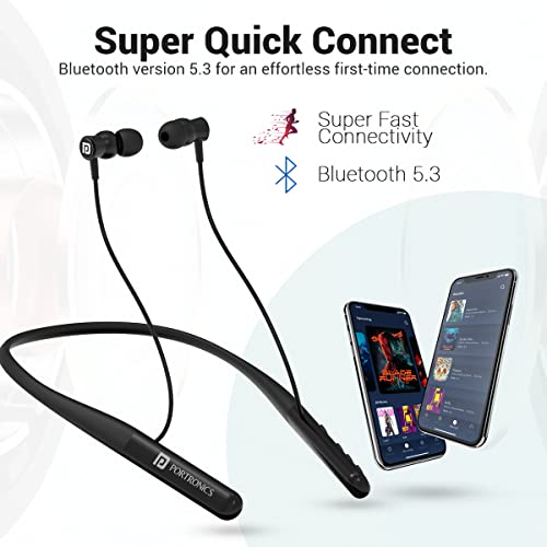 Portronics Harmonics Z4 Wireless Bluetooth 5.3 Neckband in Ear Earphones with mic Portronics Harmonics Z4 Wireless Bluetooth 5.3 Neckband in Ear Earphones with mic