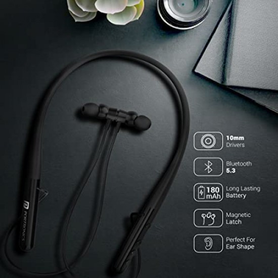 Portronics Harmonics Z4 Wireless Bluetooth 5.3 Neckband in Ear Earphones with mic