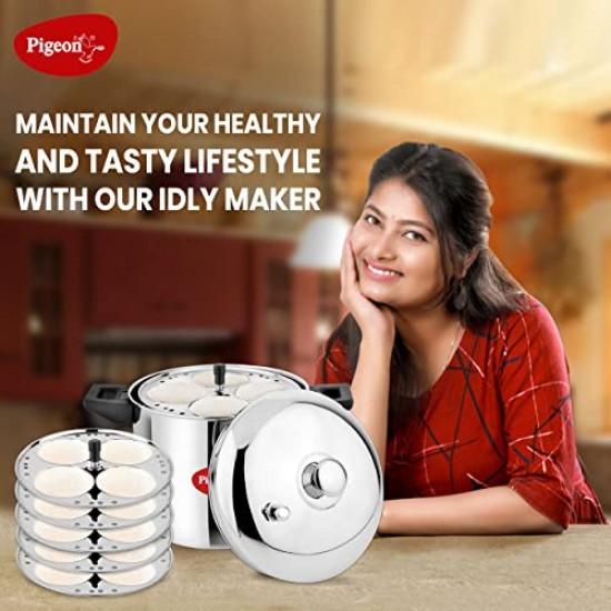 Pigeon Stainless Steel Idly Maker 6 Plates Compatible with Induction and Gas Stove
