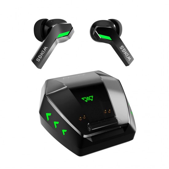 Wings Phantom 860 Wireless Earbuds with 50 Hours of Battery Life Black