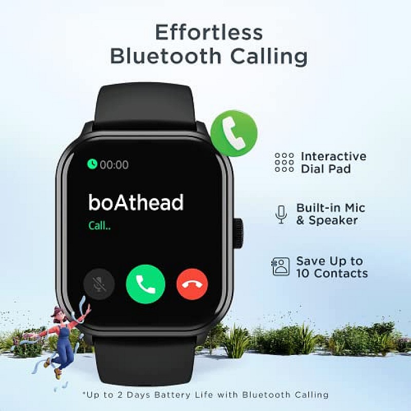 boAt Wave Edge with 1.85 HD Display, Advanced Bluetooth Calling Chip Active Black