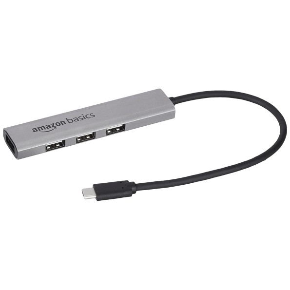 amazon basics 4 Port Type C USB Hub 3.1 USB C to 4 Ports USB A 3.1 Adapter Super High Speed Data (Grey)
