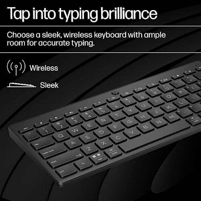 HP 350 Compact Multi-Device Bluetooth Wireless Keyboard Spill Resistant; Swift Pair; OS Auto-Detection, LED Indicator, Battery 