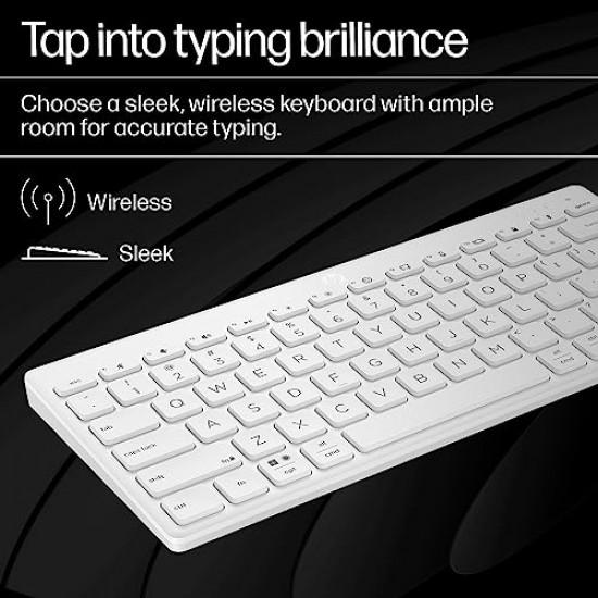 HP 350 Compact Multi-Device Bluetooth Keyboard; Spill Resistant; Swift Pair; OS Auto-Detection, LED Indicator, Battery Life WHITE