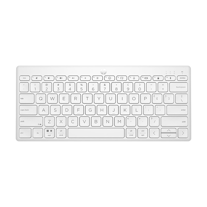 HP 350 Compact Multi-Device Bluetooth Keyboard; Spill Resistant; Swift Pair; OS Auto-Detection, LED Indicator, Battery Life WHITE