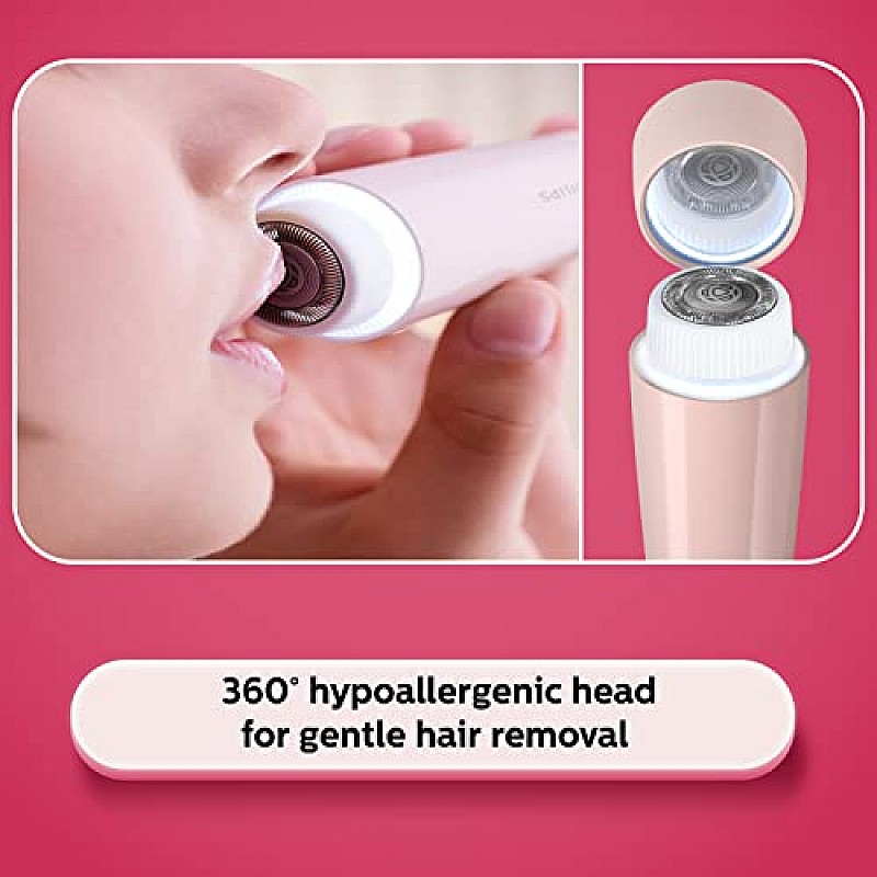 Philips Cordless Facial Hair Remover with Wide Hypoallergenic Head for gentle experience at home BRR454/00