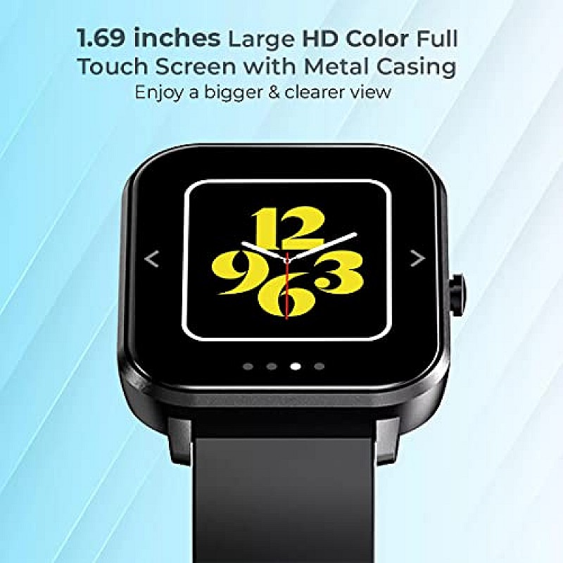 pTron Pulsefit Pro Bluetooth Calling Smartwatch, 1.69" Full Touch Color Display Black