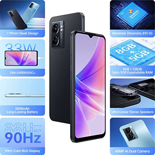 Oppo K10 5G (Midnight Black, 8GB RAM 128GB Storage) Refurbished
