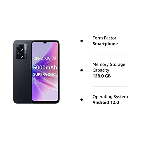 Oppo K10 5G (Midnight Black, 8GB RAM 128GB Storage) Refurbished