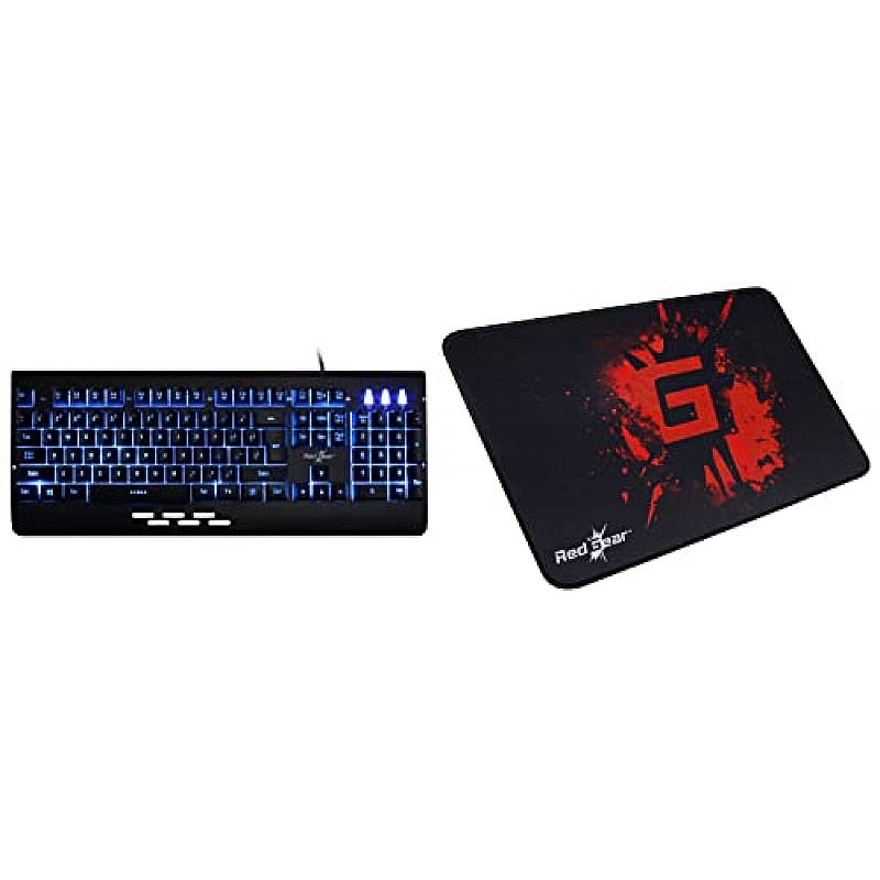 Redgear Blaze Semi-Mechanical Wired Gaming Keyboard with 3 Colour Backlit,-Type Gaming Mousepad (Black/Red)