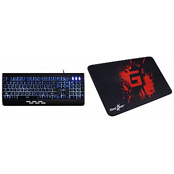 Redgear Blaze Semi-Mechanical Wired Gaming Keyboard with 3 Colour Backlit,-Type Gaming Mousepad (Black/Red)