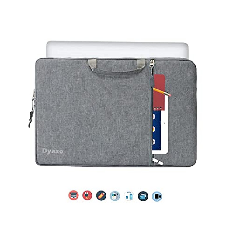 Dyazo 13.3 Inch Laptop Sleeve Cover with Handle & Accessories Pocket Compatible for MacBook Air (Grey)