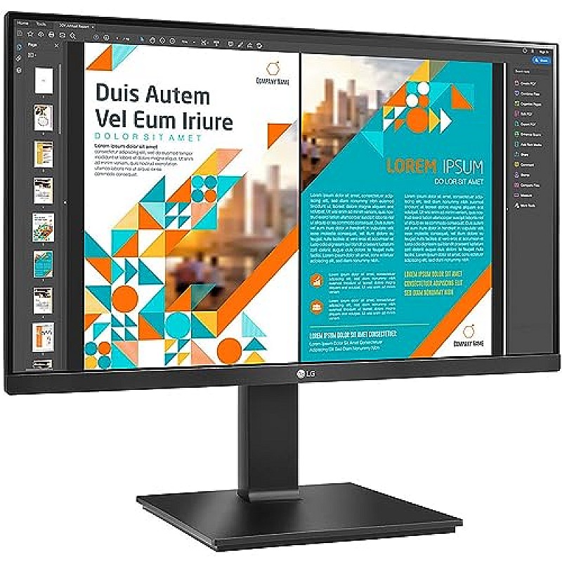 LG 24 inch QHD (2K) 2560x1440 Pixels Monitor Height Adjust, Pivot (2Way), Swivel, Tilt, USB-C (65W PD) Display Port 24QP750 Black