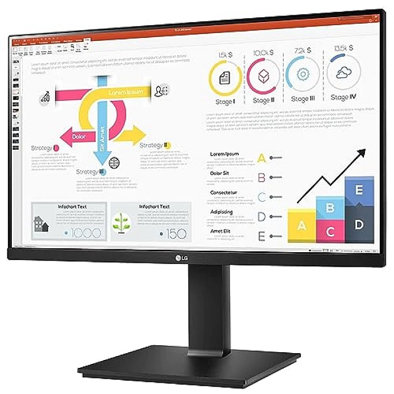 LG 24 inch QHD (2K) 2560x1440 Pixels Monitor Height Adjust, Pivot (2Way), Swivel, Tilt, USB-C (65W PD) Display Port 24QP750 Black